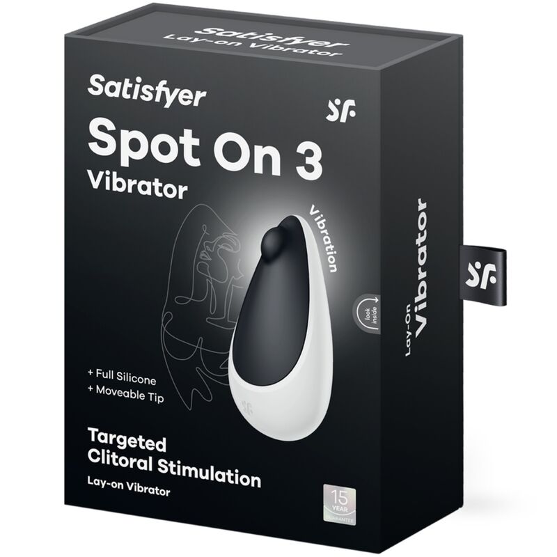 Close-up do Satisfyer Spot On 3 Estimulador Clitoriano Preto, destacando o design ergonómico e a ponta flexível.