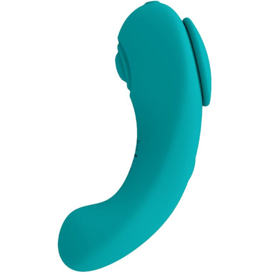 Close-up da Calcinha Vibratória ARMONY Pleasure Panty com controle remoto na cor verde.
