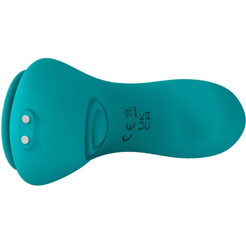 Close-up da Calcinha Vibratória ARMONY Pleasure Panty com controle remoto na cor verde.