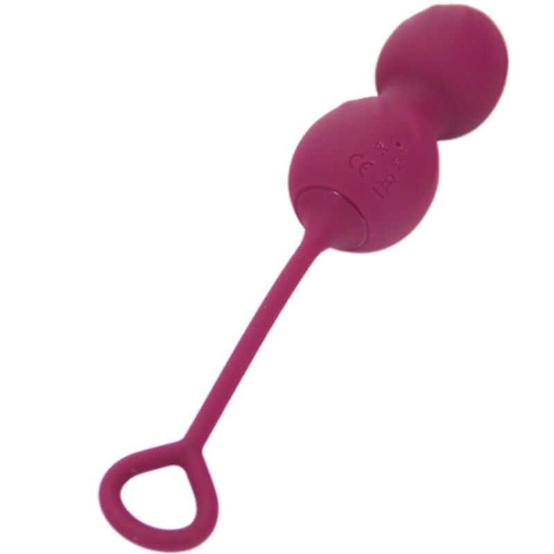 Close-up do ARMONY BLOSSOMS Haltere Vaginal Vibratório com Controlo Remoto, mostrando o design ergonómico e a cor vermelho escuro.