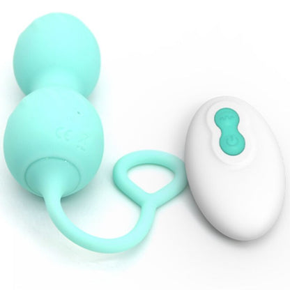 ARMONY Blossoms Haltere Vaginal Vibratório verde com controlo remoto, feito de silicone suave.