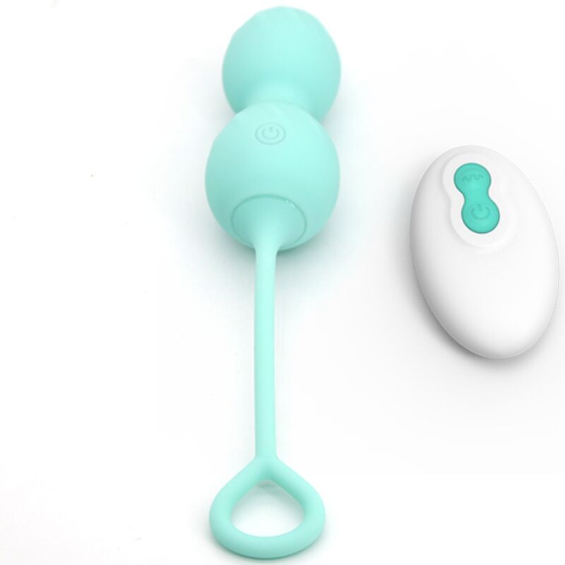 ARMONY Blossoms Haltere Vaginal Vibratório verde com controlo remoto, feito de silicone suave.