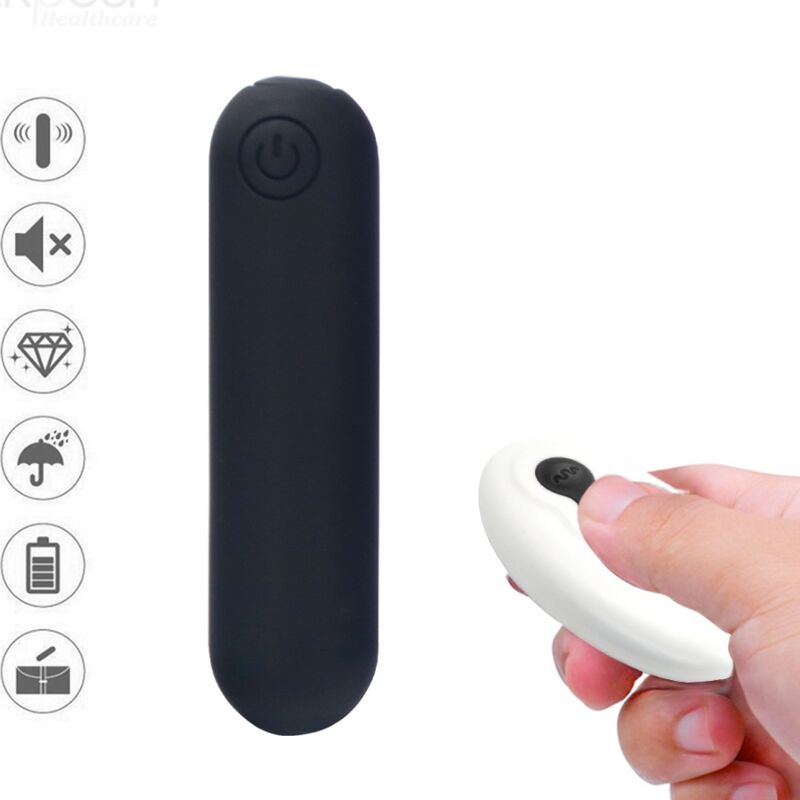 Vibrador Bala ARMONY Joline de silicone preto com controle remoto