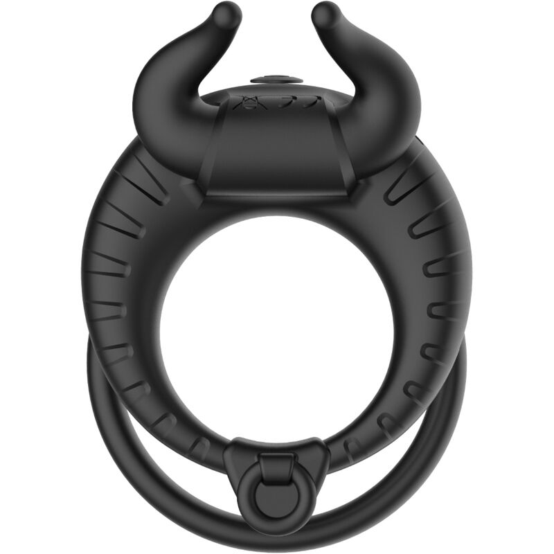 Anel vibratório ARMONY Bull's Pasion preto em silicone macio e com 10 modos de vibração.