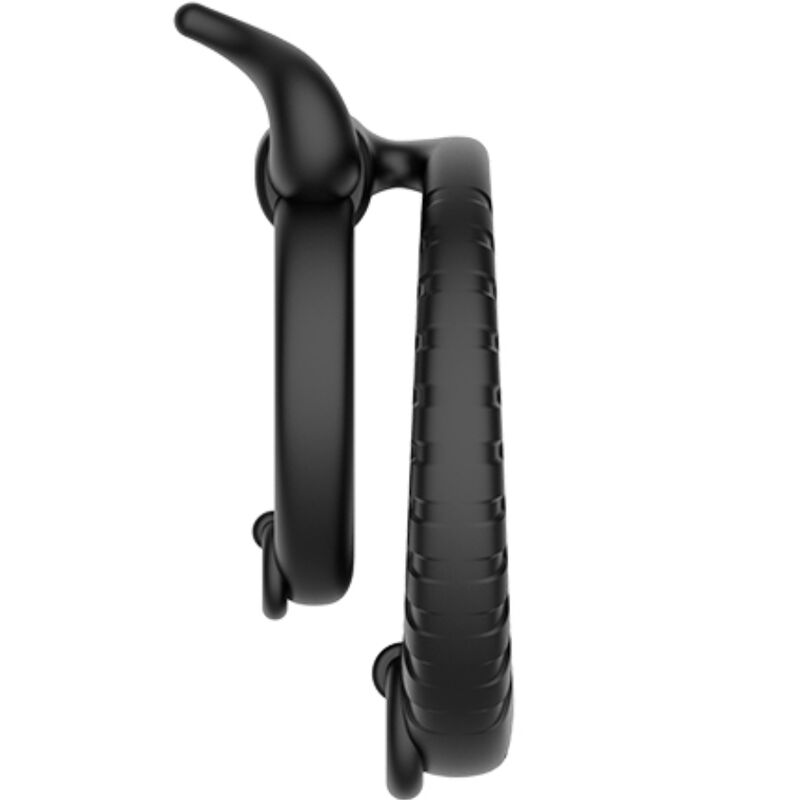 Anel peniano vibratório ARMONY Bull's Pasion em silicone preto, design ergonômico.