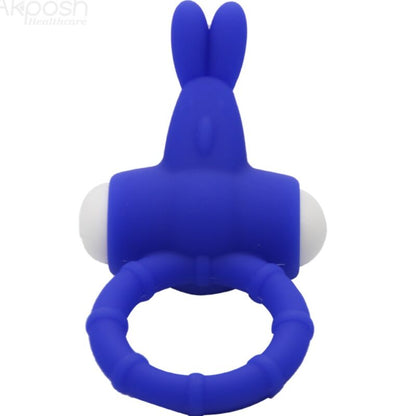 ARMONY Anel Vibratório MS Bunny de Silicone Azul, mostrando seu design ergonômico e material premium.