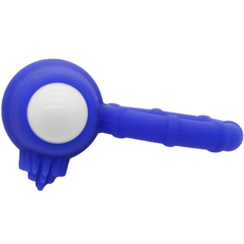 Anel Vibrador ARMONY Power em silicone azul, detalhe do design e textura.