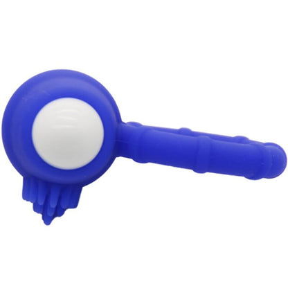 Anel Vibrador ARMONY Power em silicone azul, detalhe do design e textura.