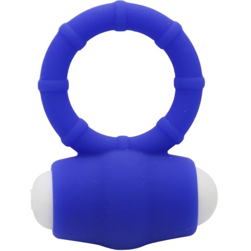 Anel Vibrador ARMONY Power em silicone azul, detalhe do design e textura.
