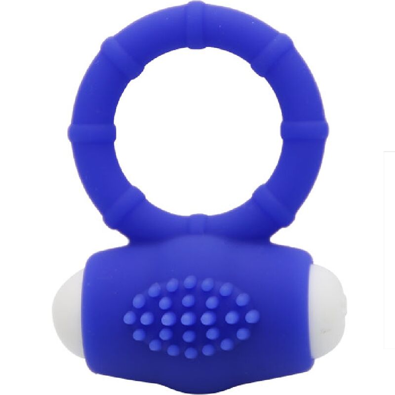 Anel Vibrador ARMONY Power em silicone azul, detalhe do design e textura.