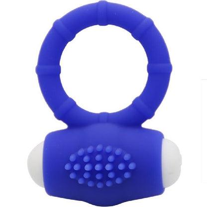 Anel Vibrador ARMONY Power em silicone azul, detalhe do design e textura.