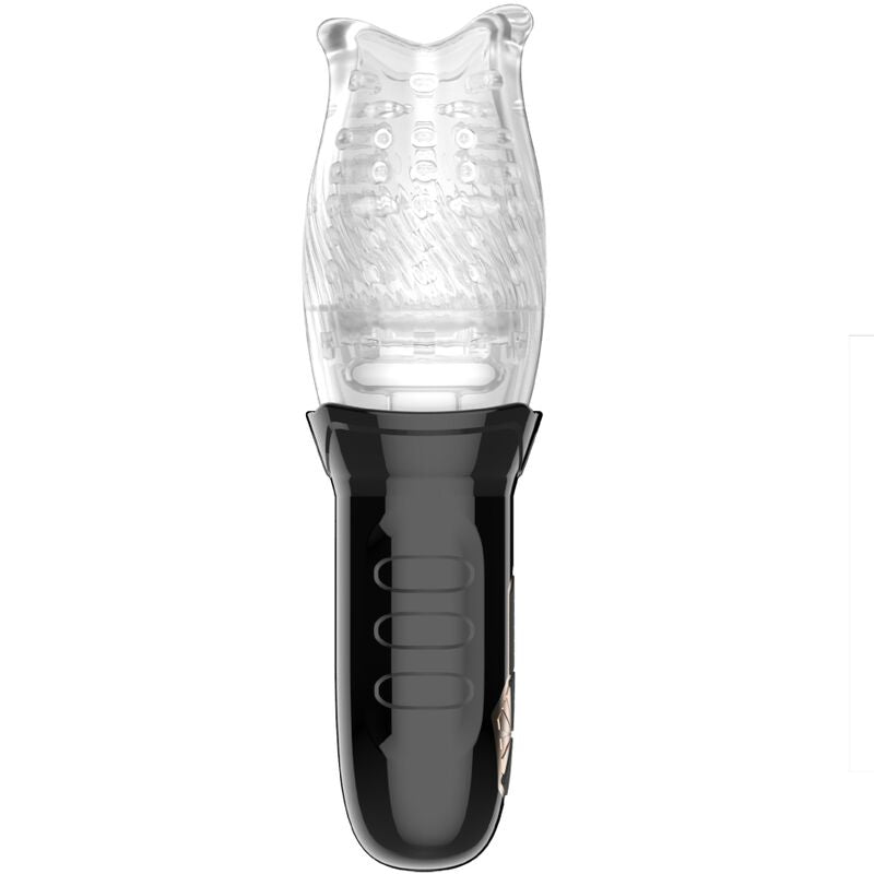 Close-up do Armony Belucci Vibrador Oral Masturbador Masculino Branco, mostrando sua textura e design ergonômico.