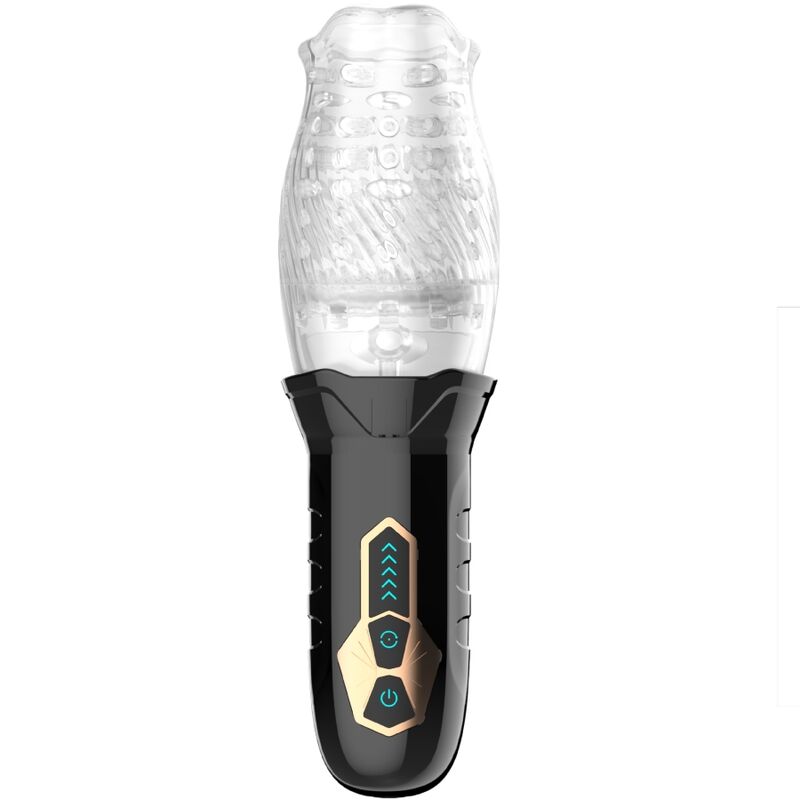 Close-up do Armony Belucci Vibrador Oral Masturbador Masculino Branco, mostrando sua textura e design ergonômico.