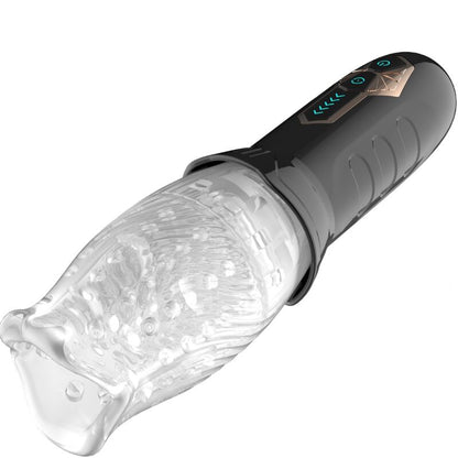 Close-up do Armony Belucci Vibrador Oral Masturbador Masculino Branco, mostrando sua textura e design ergonômico.