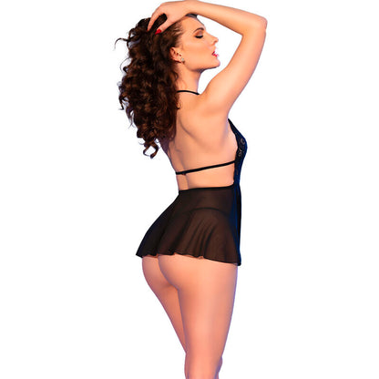 Baby doll e Tanga CR 4720 em Renda e Tule Aberto
