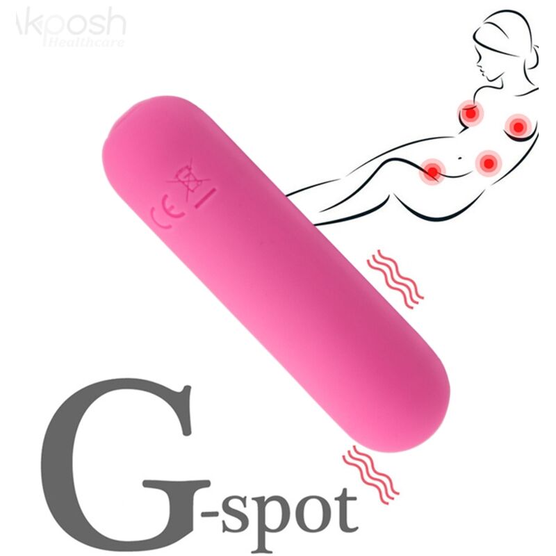 Vibrador Bala ARMONY Splash Haha de silicone rosa com 10 vibrações, recarregável USB e à prova d'água.