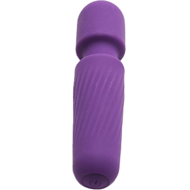 Close-up do Mini Massageador e Vibrador Armony Recarregável de 10 Vibrações na cor roxa, destacando seu design e material.