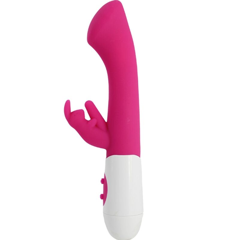 Close-up do Vibrador e Estimulador Coelho Armony Rosa, mostrando a forma ergonómica e as texturas do silicone.