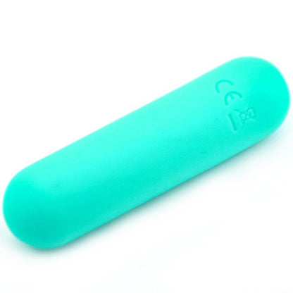 Close-up do Vibrador Bala ARMONY Silicone 10 Vibrações Verde, mostrando seu design suave e compacto.