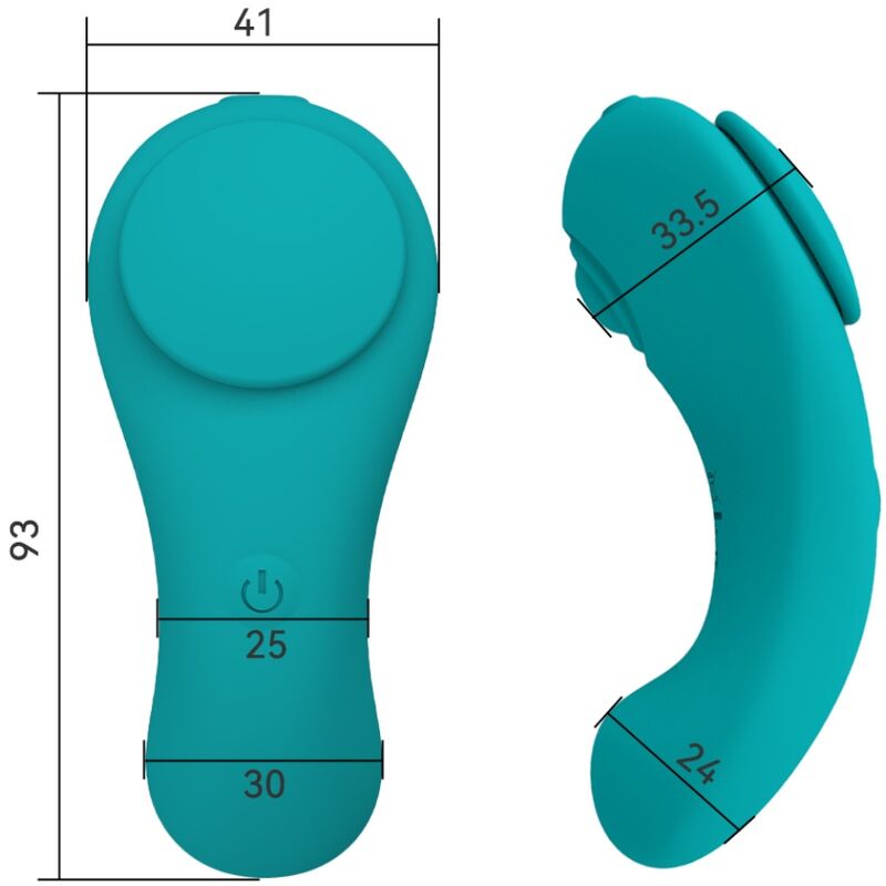 Close-up da Calcinha Vibratória ARMONY Pleasure Panty com controle remoto na cor verde.