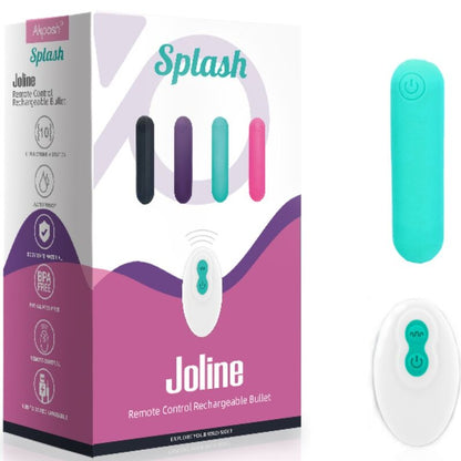 Close-up do ARMONY Vibrador Bullet Joline de Silicone com Controle Remoto Verde, mostrando seu design compacto e textura suave.