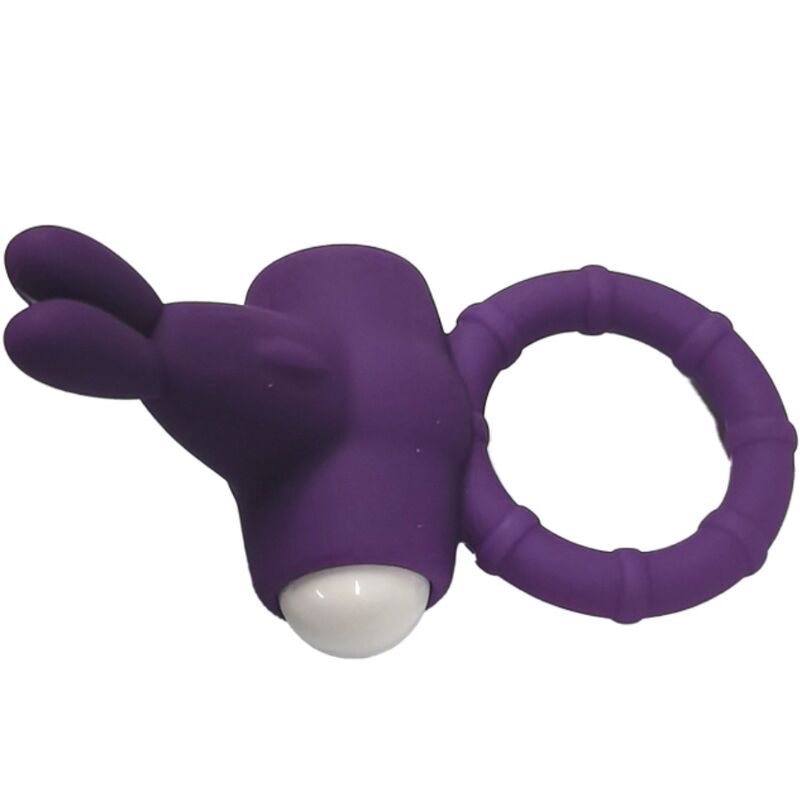 Close-up do ARMONY Anel Vibrador MS Bunny Silicone Roxo, destacando o design e a textura do material.
