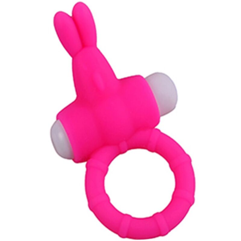 Anel vibrador ARMONY MS Bunny em silicone rosa para prazer a dois.