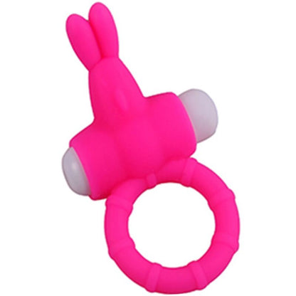 Anel vibrador ARMONY MS Bunny em silicone rosa para prazer a dois.