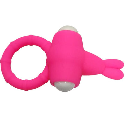 Anel vibrador ARMONY MS Bunny em silicone rosa para prazer a dois.
