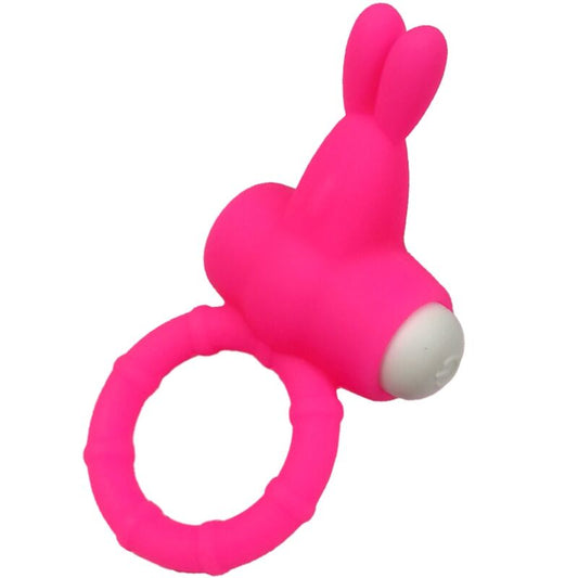 Anel vibrador ARMONY MS Bunny em silicone rosa para prazer a dois.
