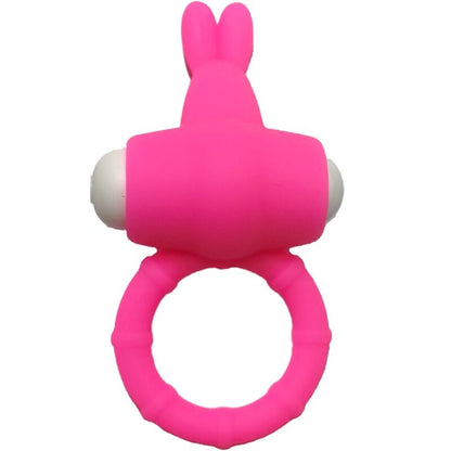 Anel vibrador ARMONY MS Bunny em silicone rosa para prazer a dois.