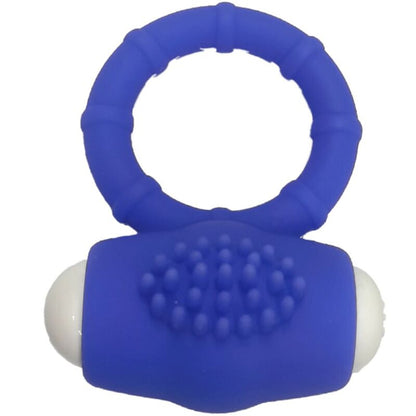 Anel Vibrador ARMONY Power em silicone azul, detalhe do design e textura.