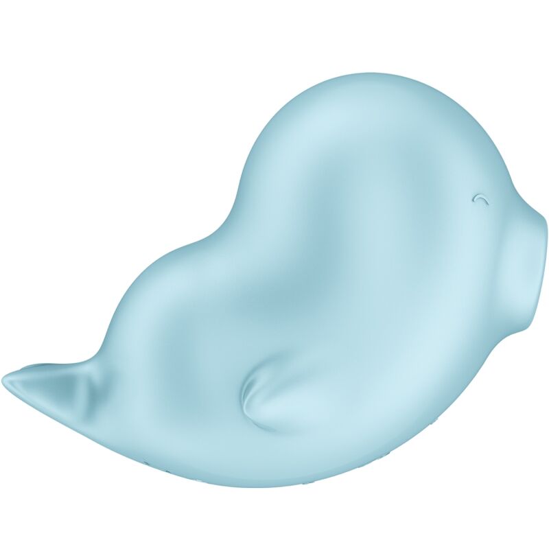 Satisfyer Sassy Seal Estimulador e Vibrador Azul, mostrando o design ergonómico e a ponta de estimulação.