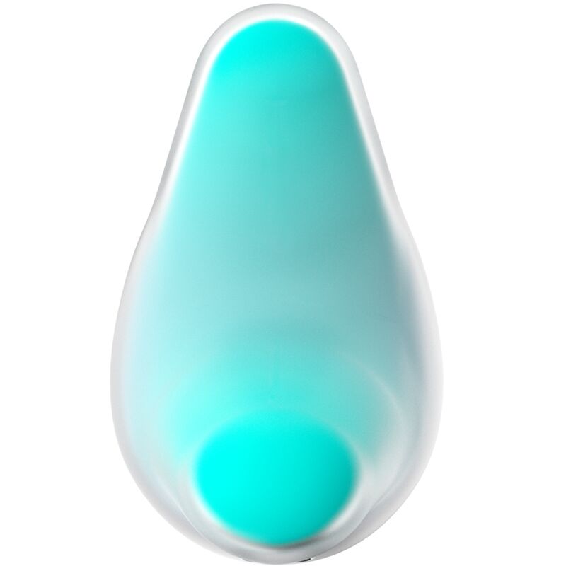 Close-up do vibrador Satisfyer Mermaid Vibes Air Pulse em menta e rosa, destacando seu design ergonômico e superfície de silicone.