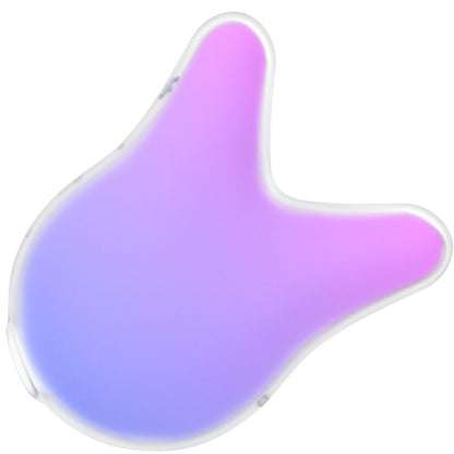 Close-up do vibrador Satisfyer Mermaid Vibes roxo e rosa, destacando o design em silicone e a ponta para estimulação clitoriana.