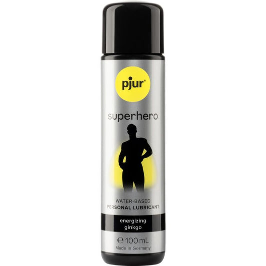Frasco do lubrificante energizante PJUR Super-Herói Ginkgo 100 ML para prazer prolongado e ereção.