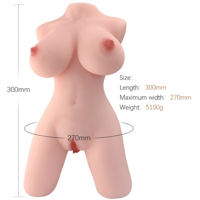Armony Torso Feminino Realista TPE Modelo 5, mostrando detalhes da textura da pele e contornos realistas.