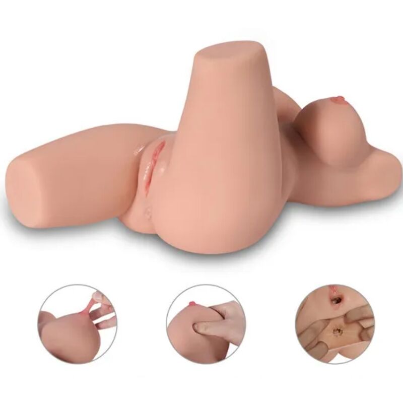 Close-up of the Armony Torso Feminino Realista Modelo 6 TPE, showing its realistic skin texture and anatomical details.