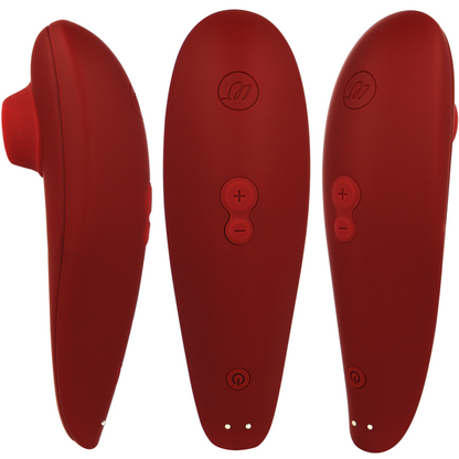 Close-up do Womanizer Classic 2 Estimulador Clitoriano Pleasure Air Bordeaux, destacando seu design ergonômico e acabamento.