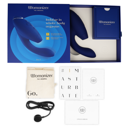 Womanizer Duo 2 Estimulador Duplo azul com Tecnologia Pleasure Air para estimulação clitoriana e Ponto G.