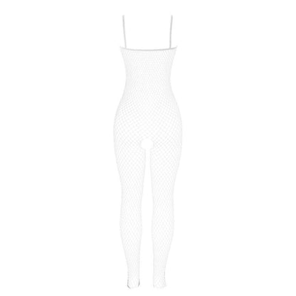Close-up do Bodystocking Arrastão SUBBLIME branco sem fundo com detalhes de laços.
