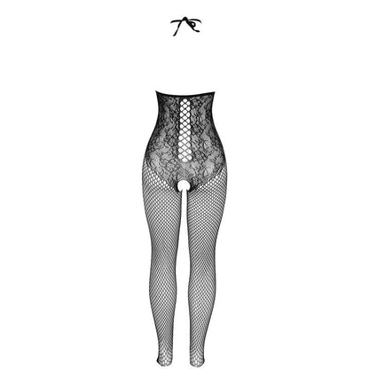 SUBBLIME Bodystocking de Rede Arrastão com Decote Halter Preto