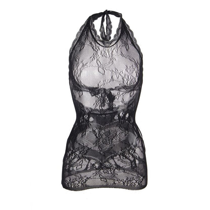 Vestido Curto de Rede SUBBLIME com detalhe de coração nas costas, preto