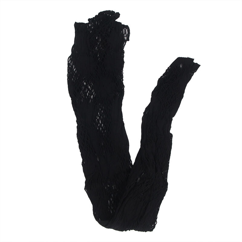 Bodystocking de Rede Floral Preto SUBBLIME com design de vestido e detalhes sedutores.