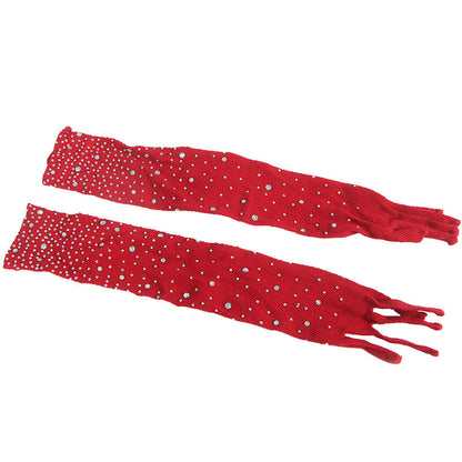 Detalhe do Bodystocking de Rede Subblime Vermelho com Luvas e Padrão de Diamantes