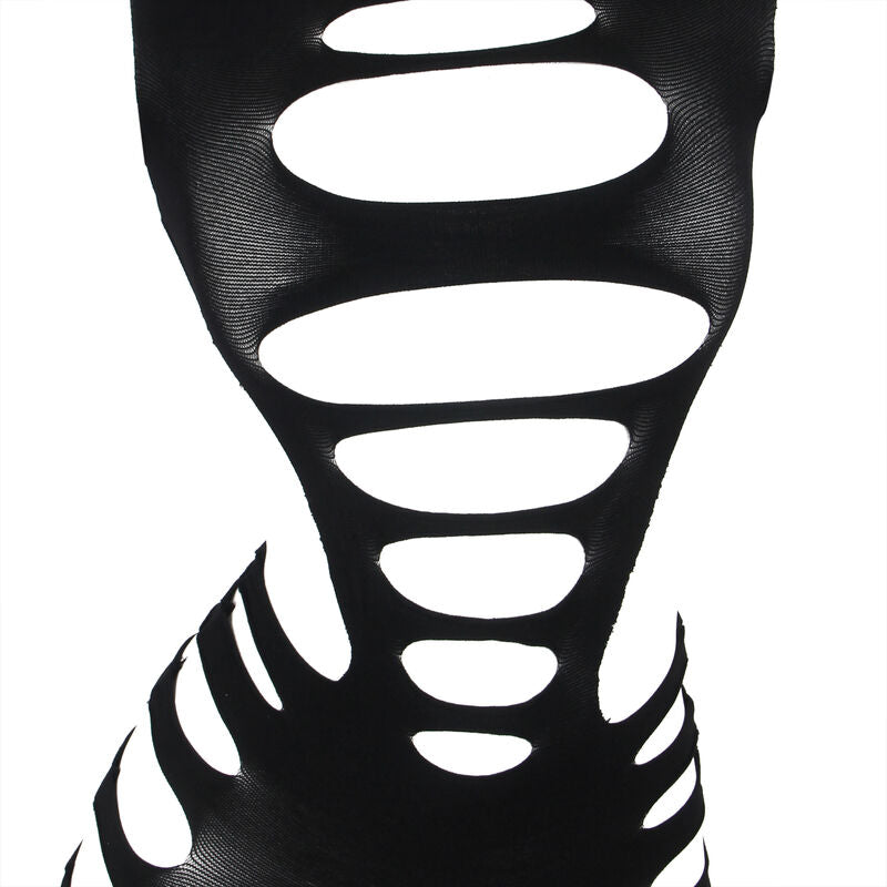 Body de manga longa Subblime preto com rede elástica, exibindo design sensual e ajuste perfeito.