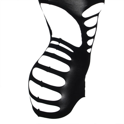 Body de manga longa Subblime preto com rede elástica, exibindo design sensual e ajuste perfeito.