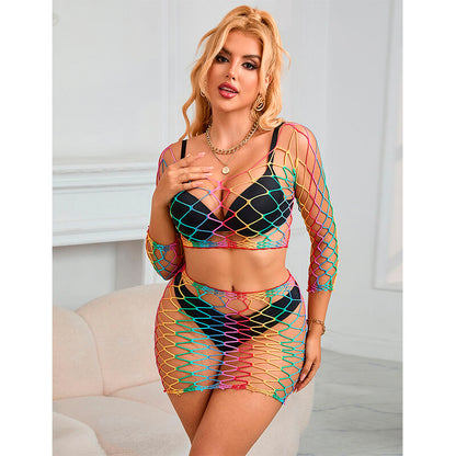Conjunto Lingerie Subblime 2 Peças Renda Arco-Íris Manga Comprida, exibindo design e material