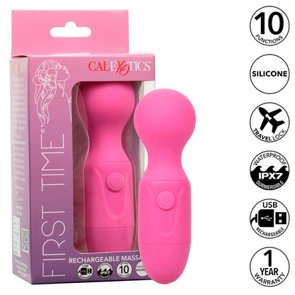 Massageador Recarregável First Time com 10 Vibrações Rosa