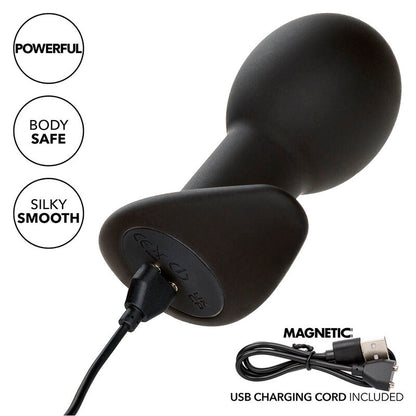 Plug Anal Vibratório Rock Bottom com 10 Funções de Silicone Preto
